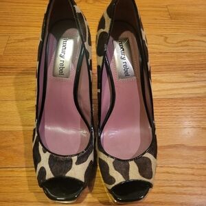 Luxury Rebel Leopard Print Peep Toe Heels